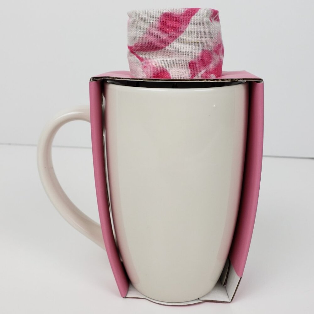 ELUM Pink & White Full Bloom Tea Towel & Mug Set, Spring Hostess Gift Floral NWT - Picture 2 of 6